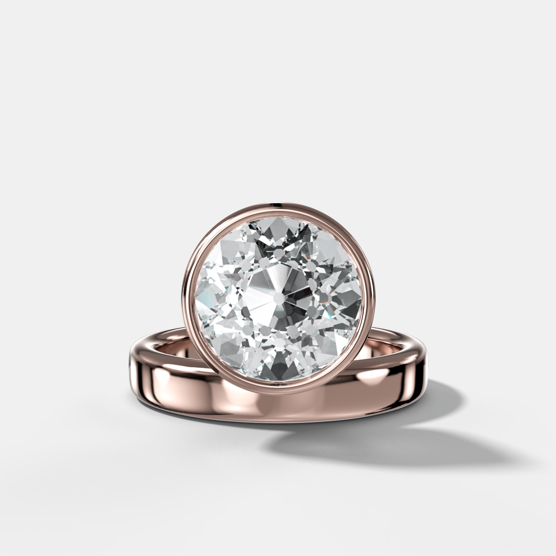 Floating Engagement Ring with Old Euro Cut Diamond