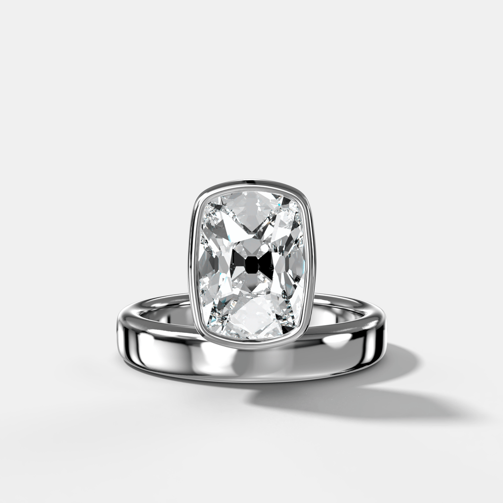 Floating Engagement Ring with Old Mine Cut Diamond