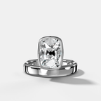 Floating Engagement Ring with Old Mine Cut Diamond
