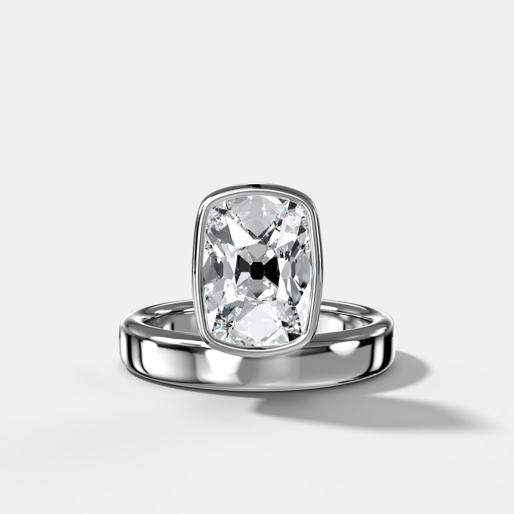 Floating Engagement Ring with Old Mine Cut Diamond
