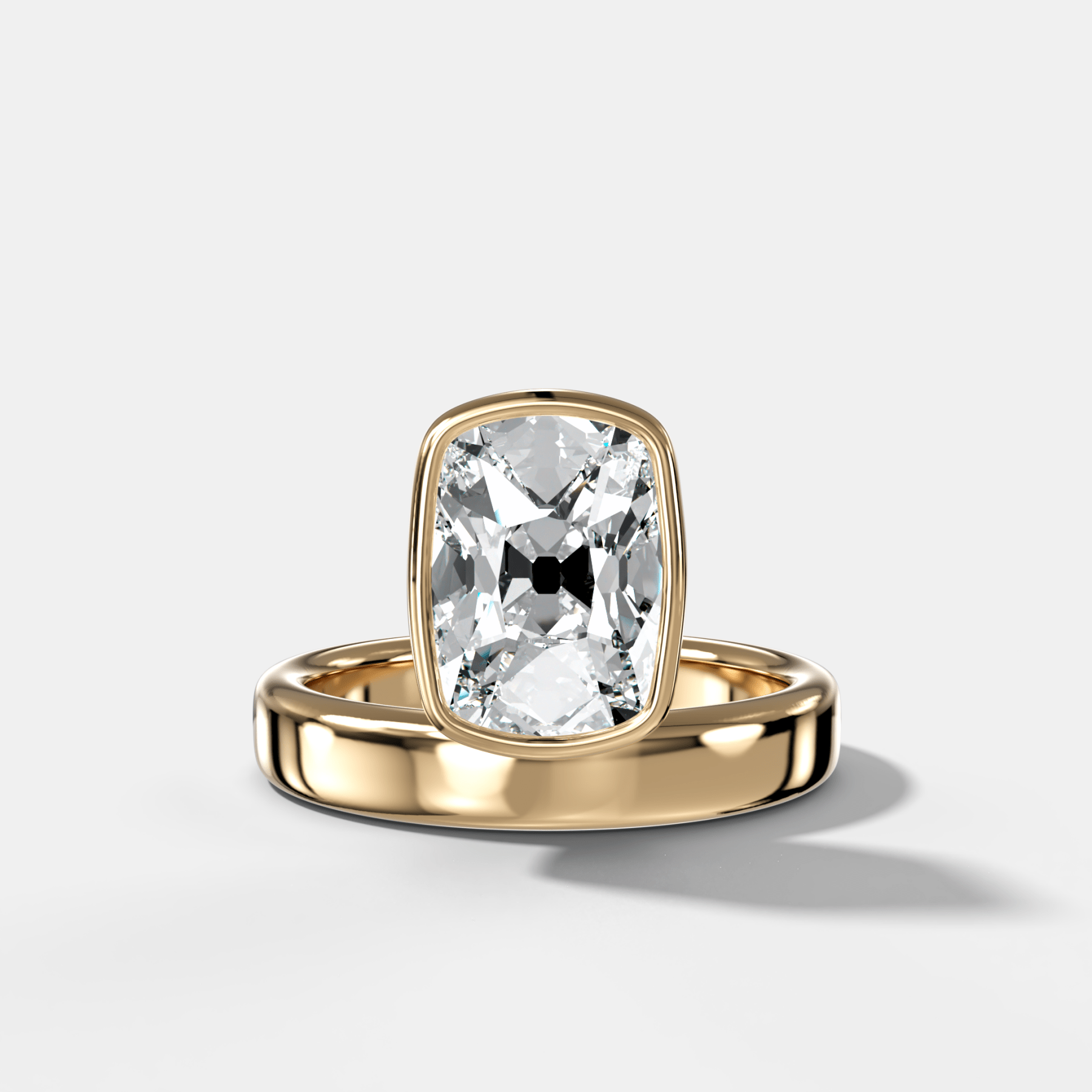 Floating Engagement Ring with Old Mine Cut Diamond