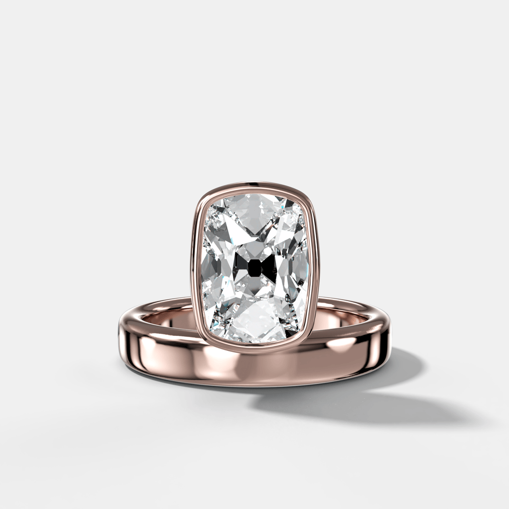 Floating Engagement Ring with Old Mine Cut Diamond