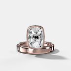 Floating Engagement Ring with Old Mine Cut Diamond