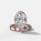 Floating Engagement Ring with Oval Cut Diamond