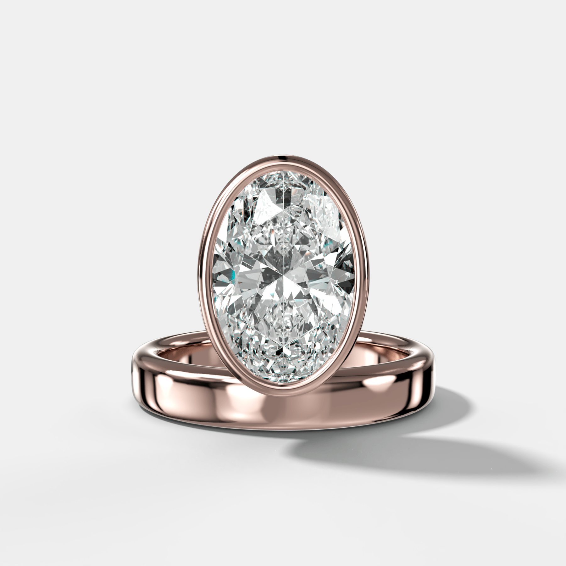 Floating Engagement Ring with Oval Cut Diamond