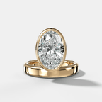 Floating Engagement Ring with Oval Cut Diamond