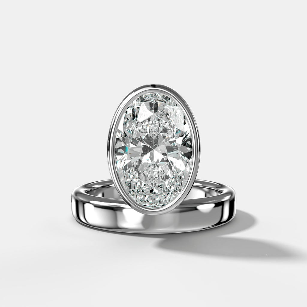 Floating Engagement Ring with Oval Cut Diamond