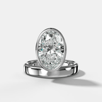 Floating Engagement Ring with Oval Cut Diamond