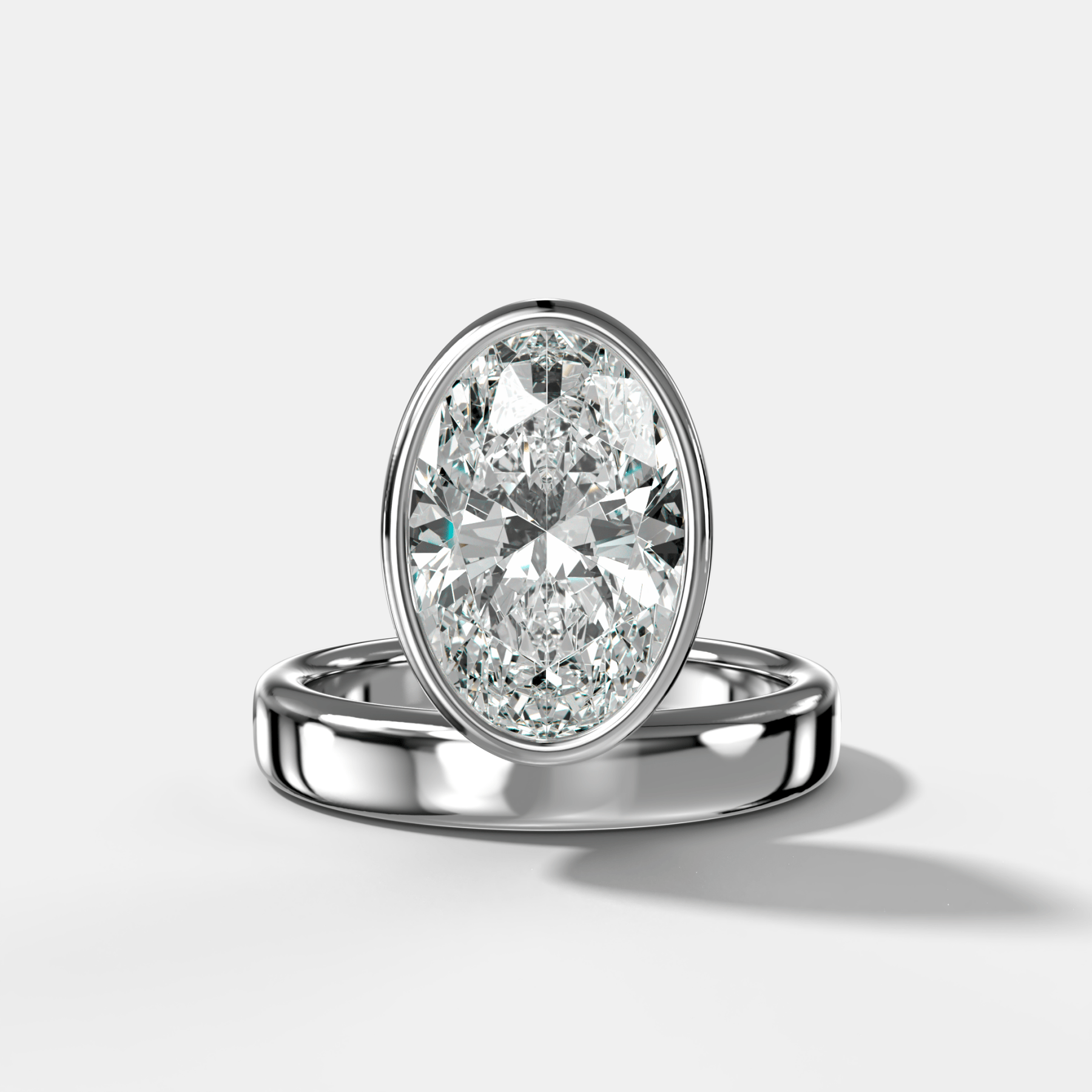 Floating Engagement Ring with Oval Cut Diamond