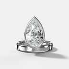 Floating Engagement Ring with Pear Cut Diamond