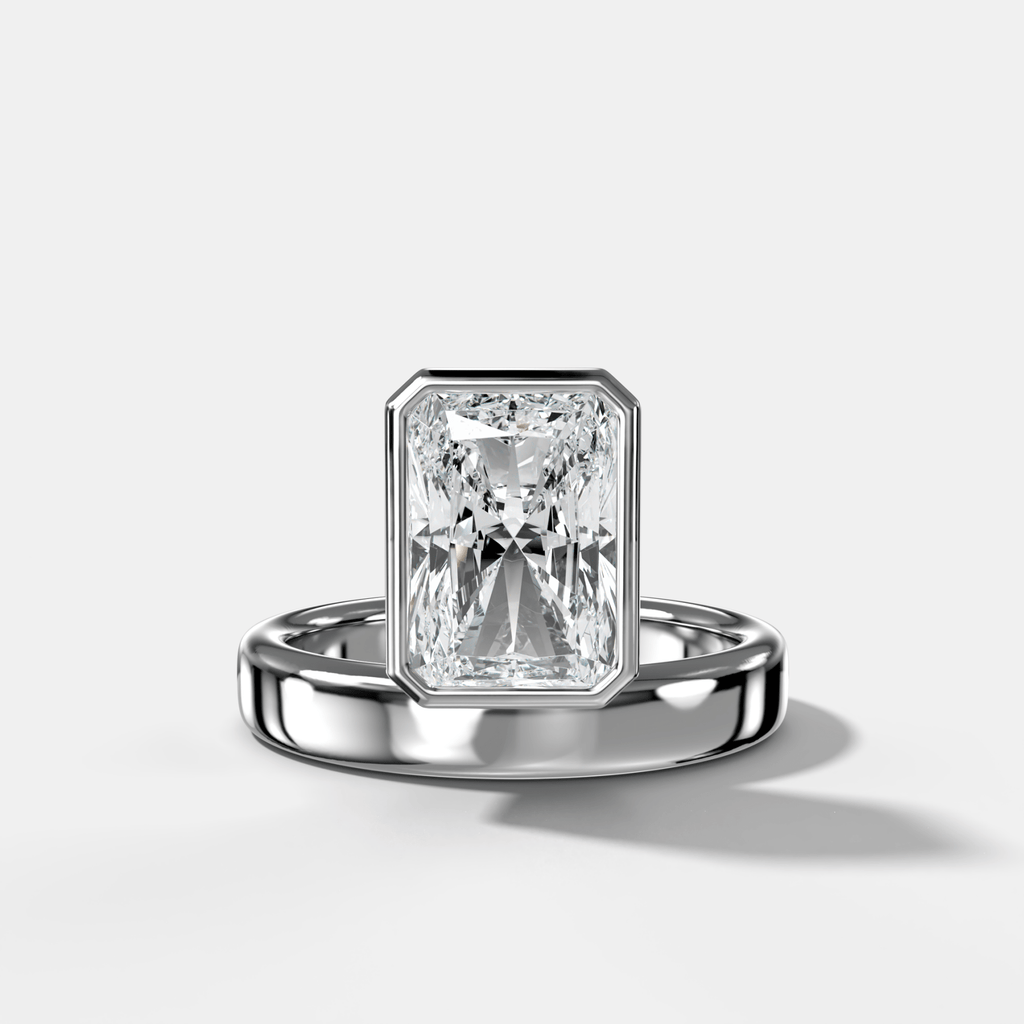 Floating Engagement Ring with Radiant Cut Diamond