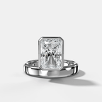 Floating Engagement Ring with Radiant Cut Diamond