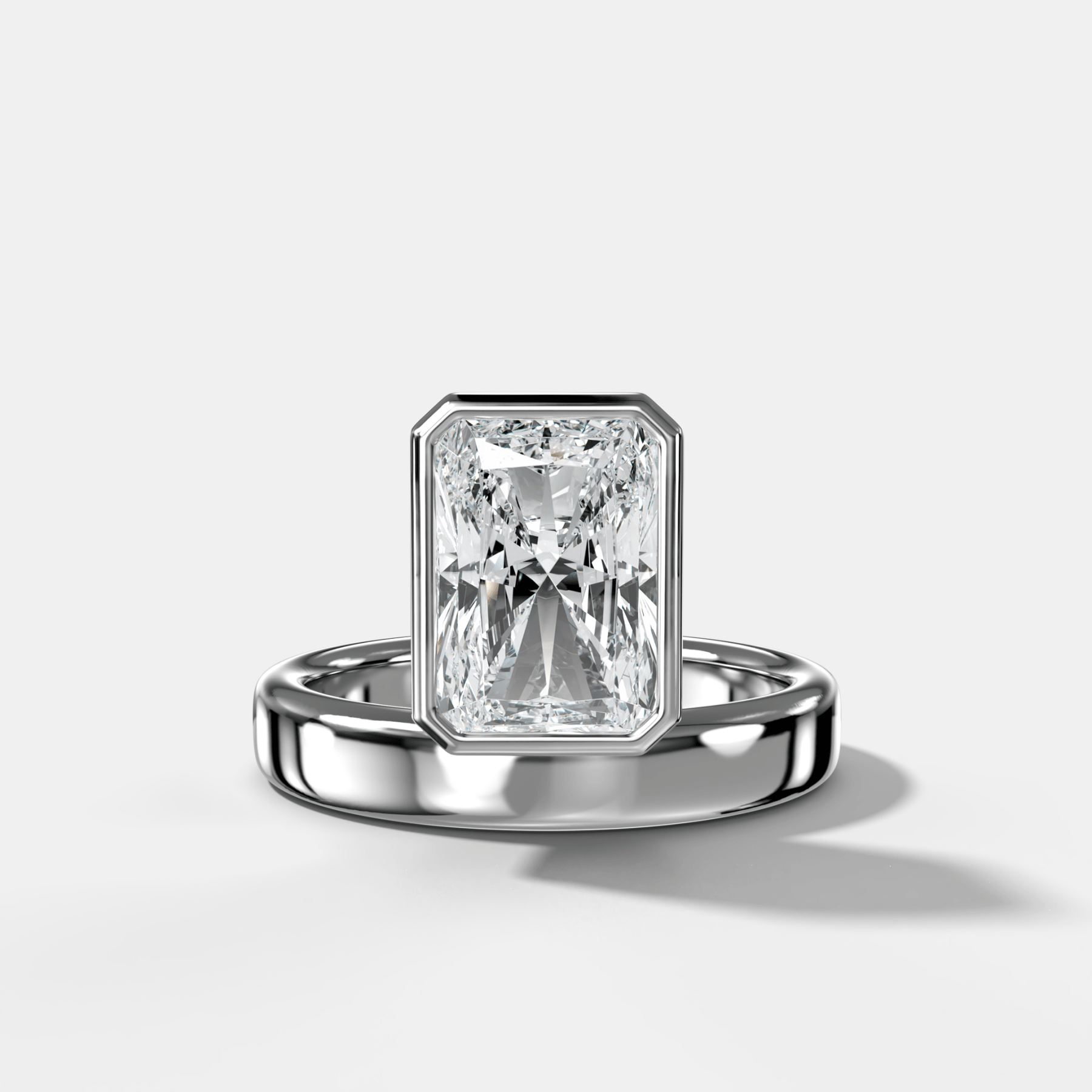 Floating Engagement Ring with Radiant Cut Diamond