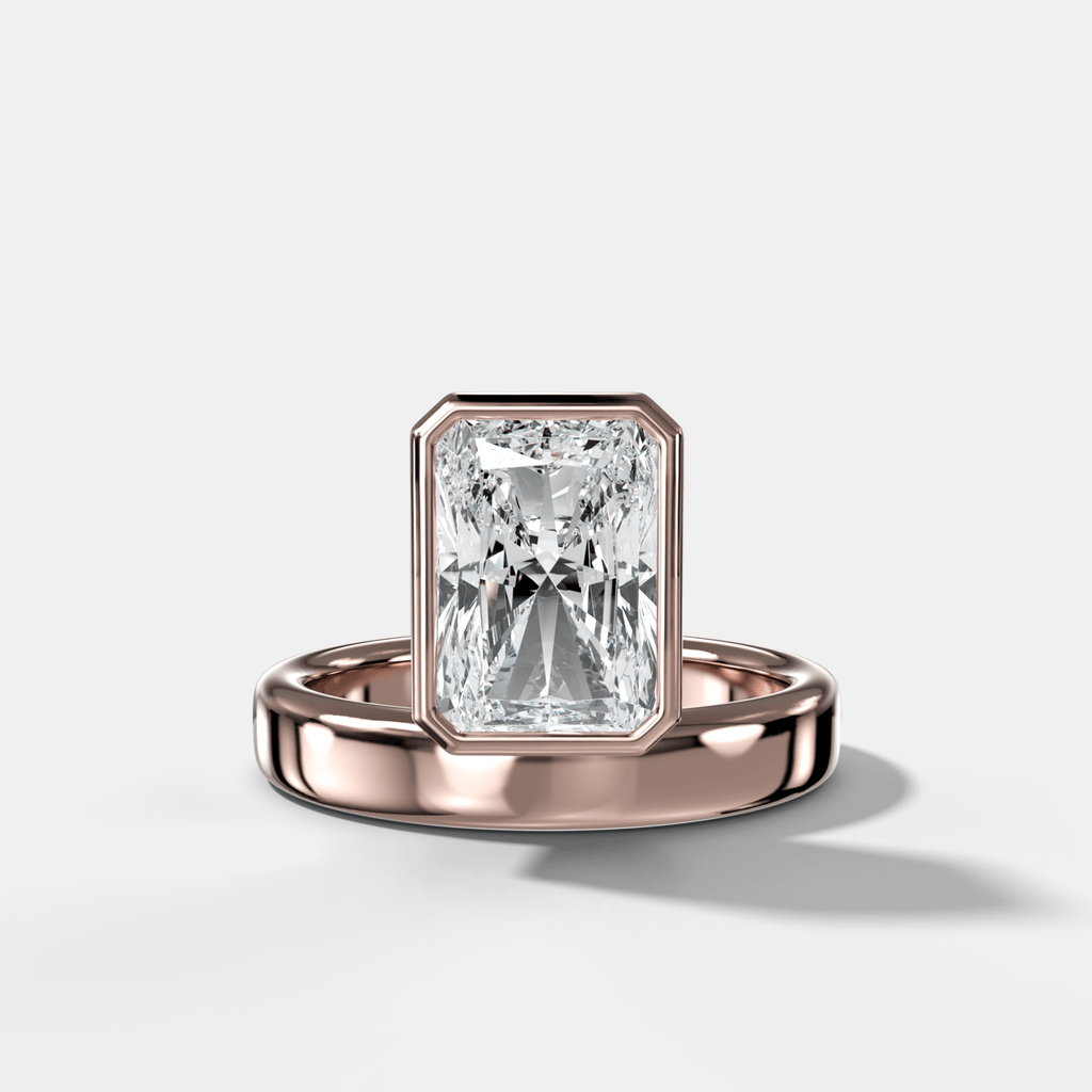 Floating Engagement Ring with Radiant Cut Diamond