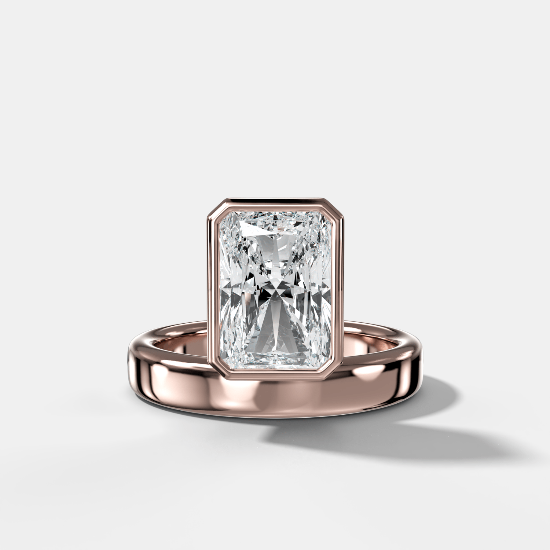 Floating Engagement Ring with Radiant Cut Diamond