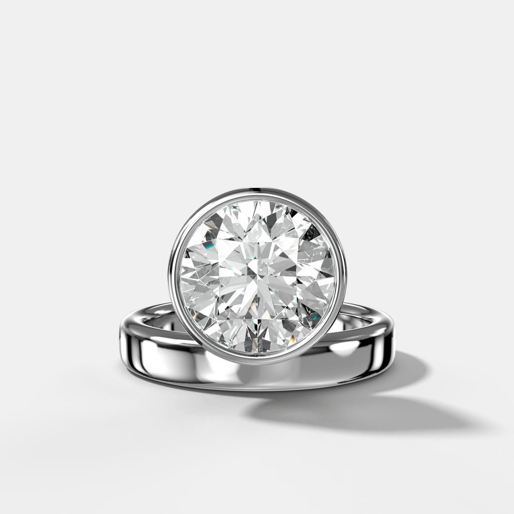 Floating Engagement Ring with Round Cut Diamond