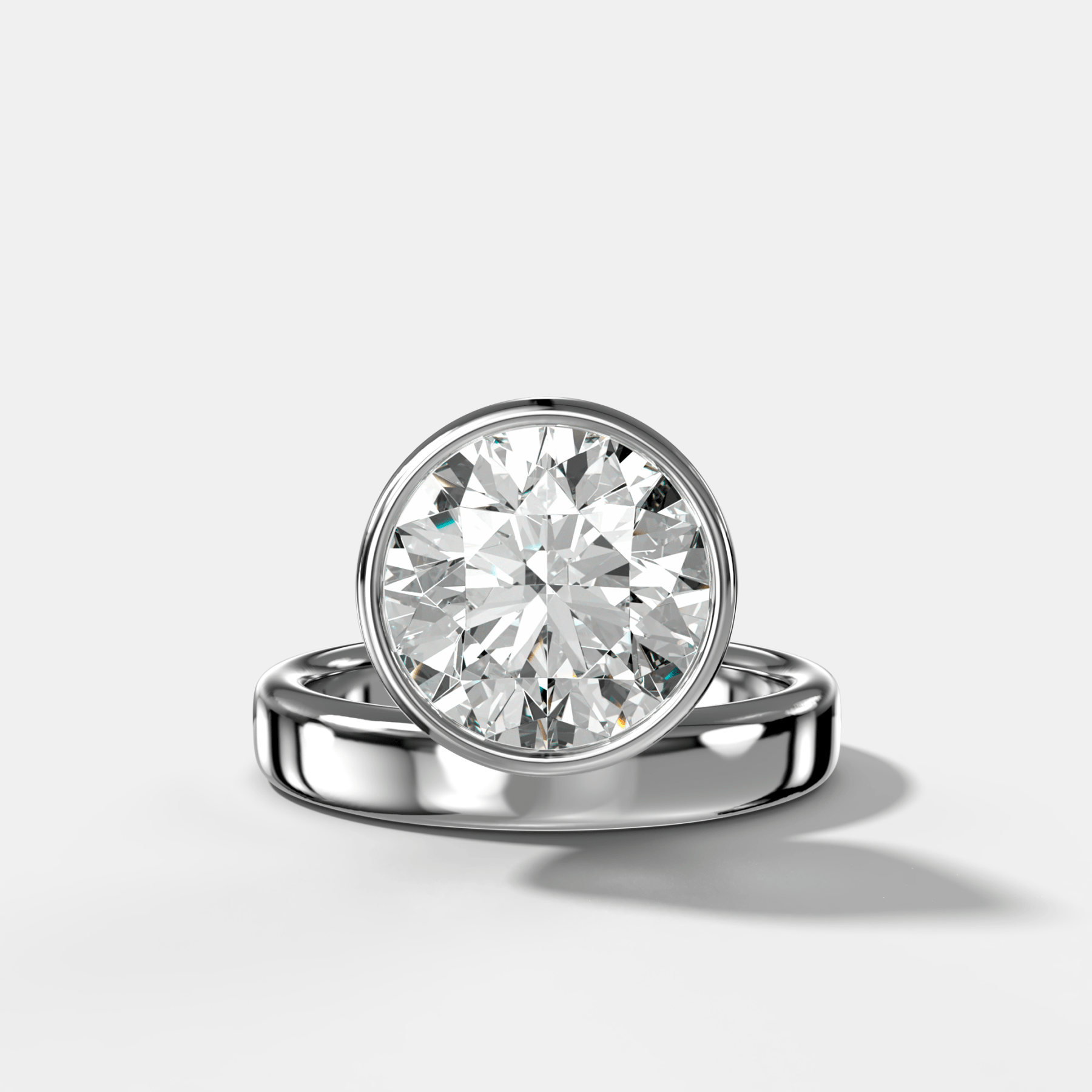 Floating Engagement Ring with Round Cut Diamond