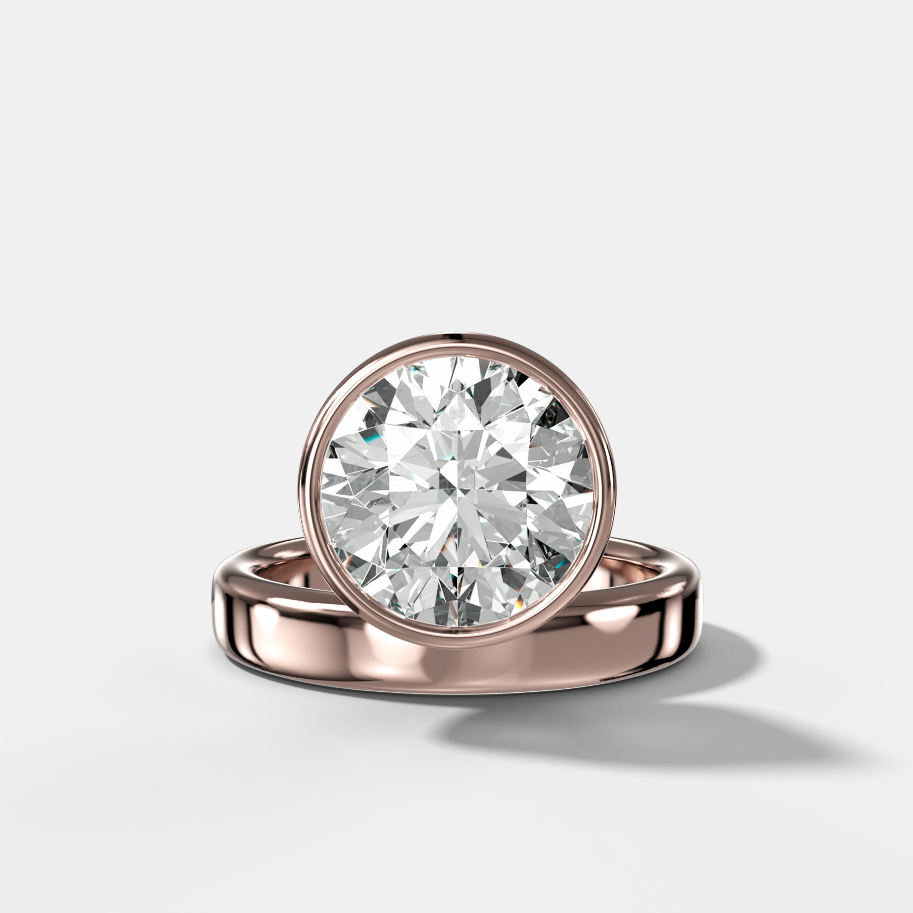 Floating Engagement Ring with Round Cut Diamond