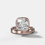 Floating Engagement Ring with Square Cushion Cut Diamond
