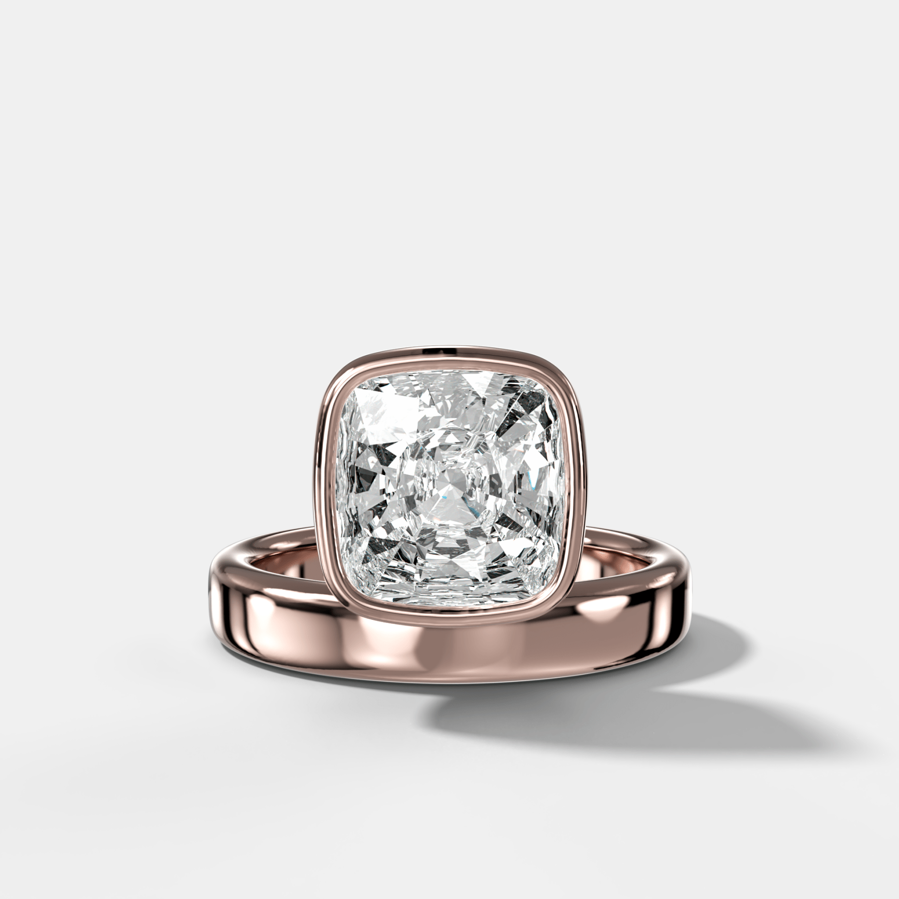 Floating Engagement Ring with Square Cushion Cut Diamond