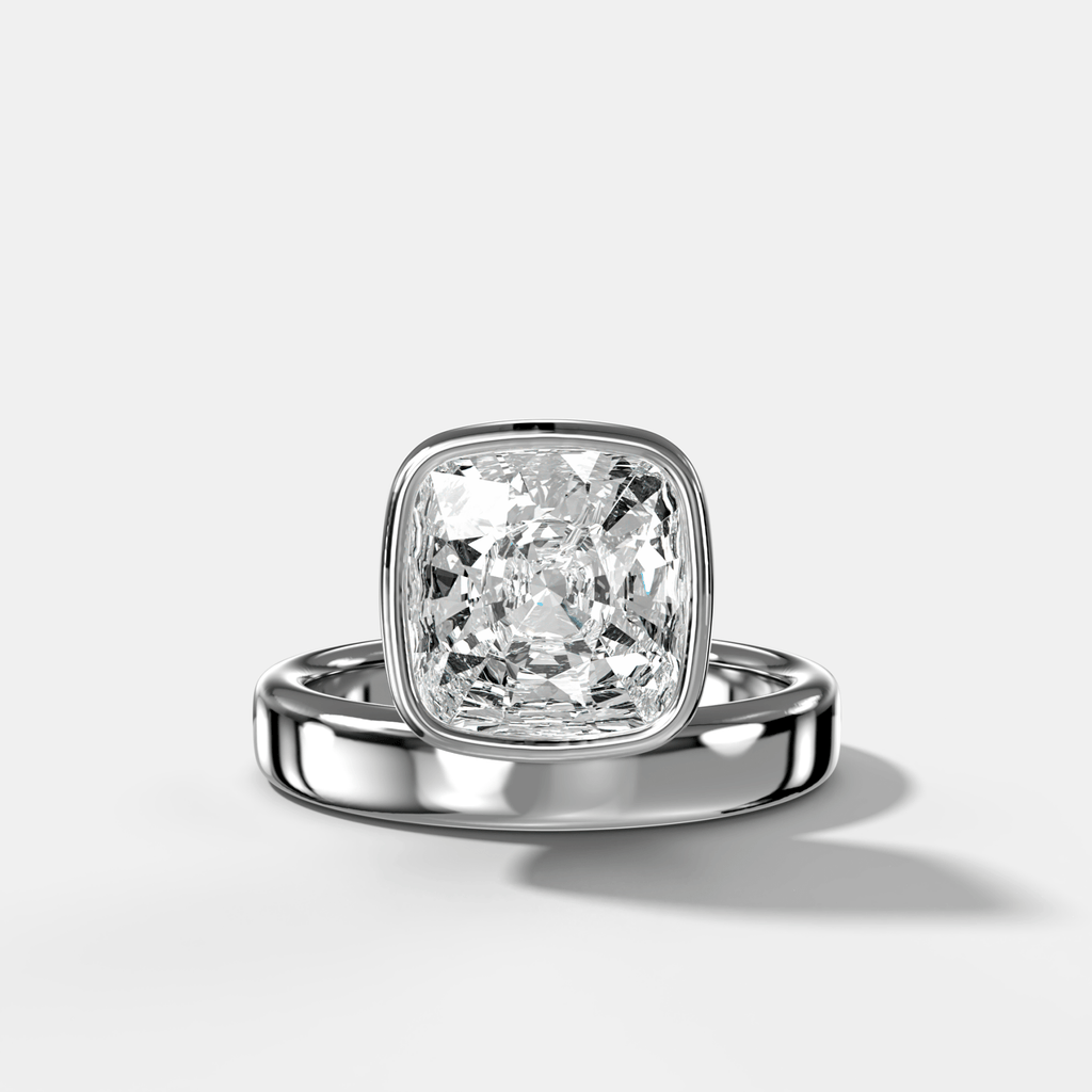 Floating Engagement Ring with Square Cushion Cut Diamond