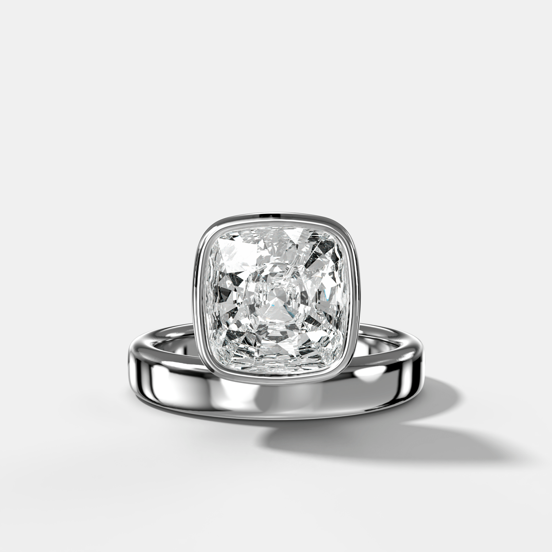 Floating Engagement Ring with Square Cushion Cut Diamond