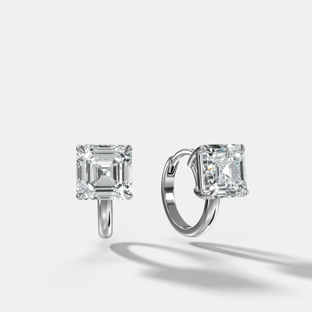 Floating Huggie with Asscher Cut Diamonds
