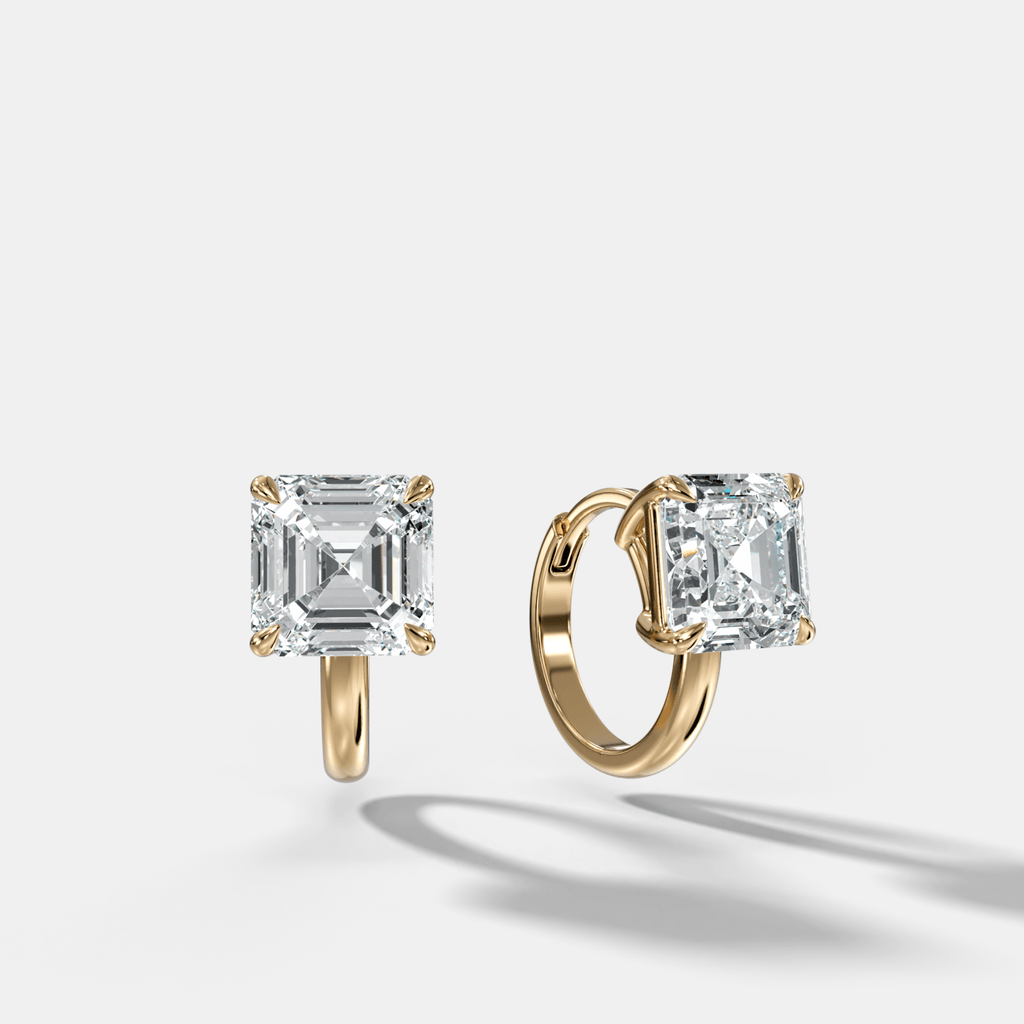 Floating Huggie with Asscher Cut Diamonds
