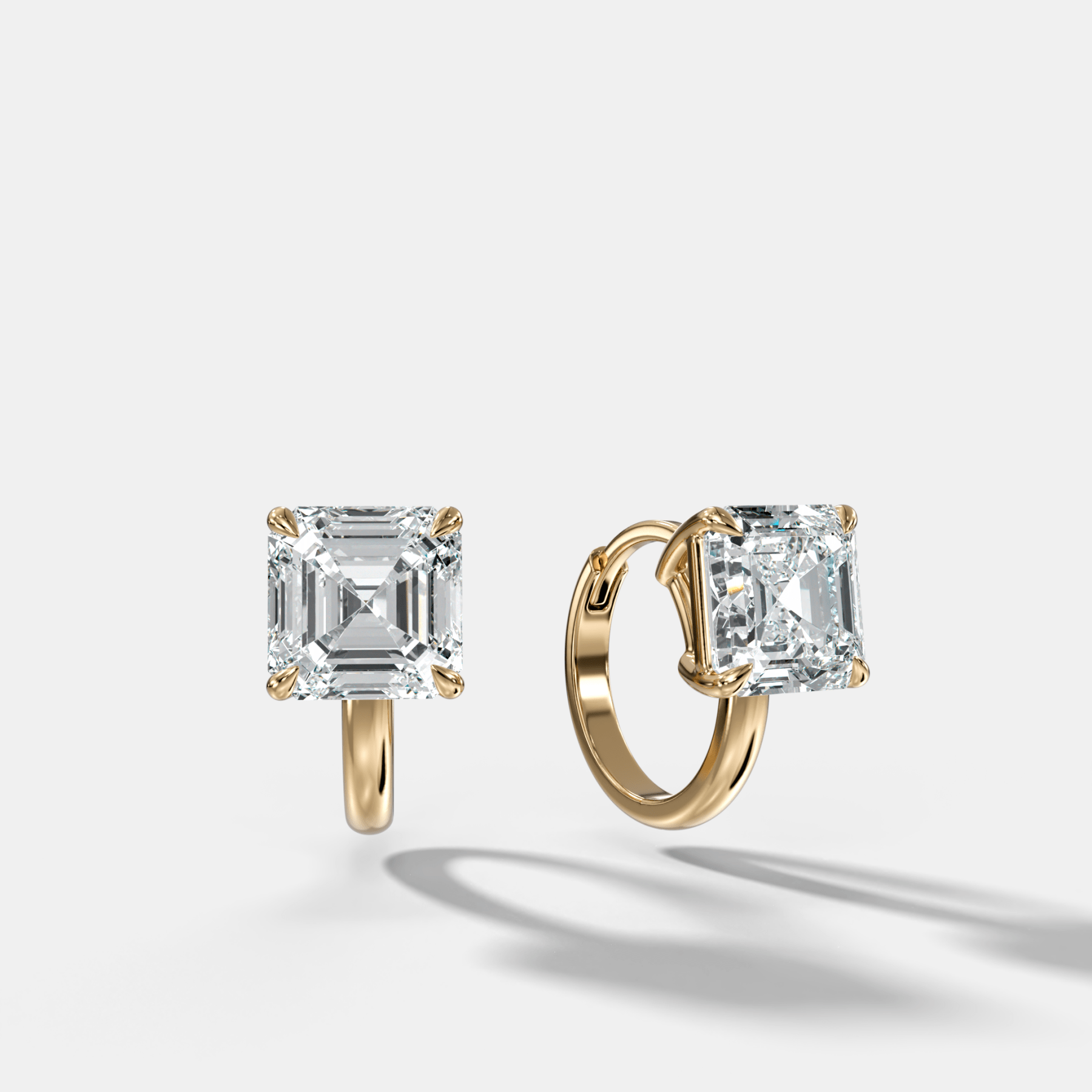 Floating Huggie with Asscher Cut Diamonds