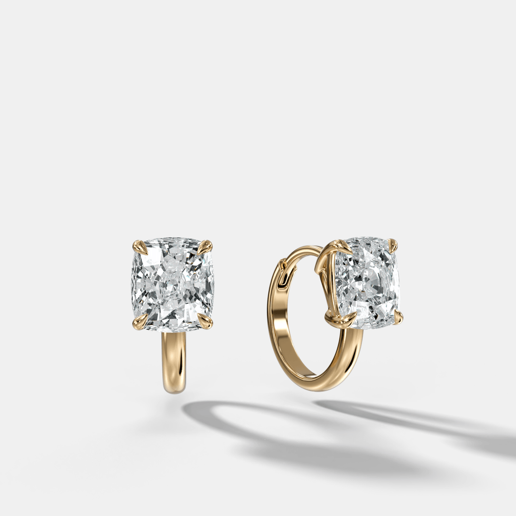 Floating Huggie with Cushion Cut Diamonds