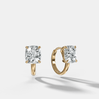 Floating Huggie with Cushion Cut Diamonds
