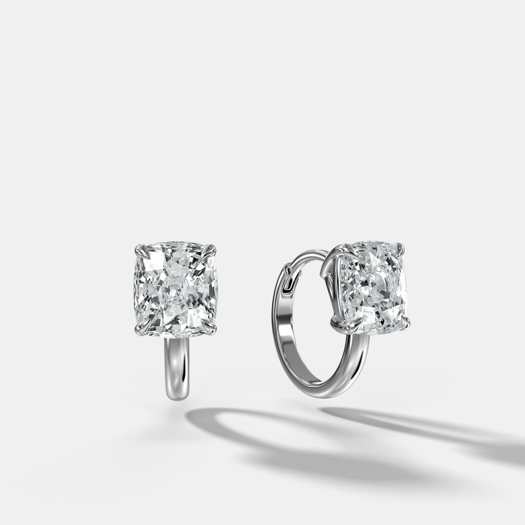 Floating Huggie with Cushion Cut Diamonds