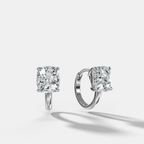 Floating Huggie with Cushion Cut Diamonds