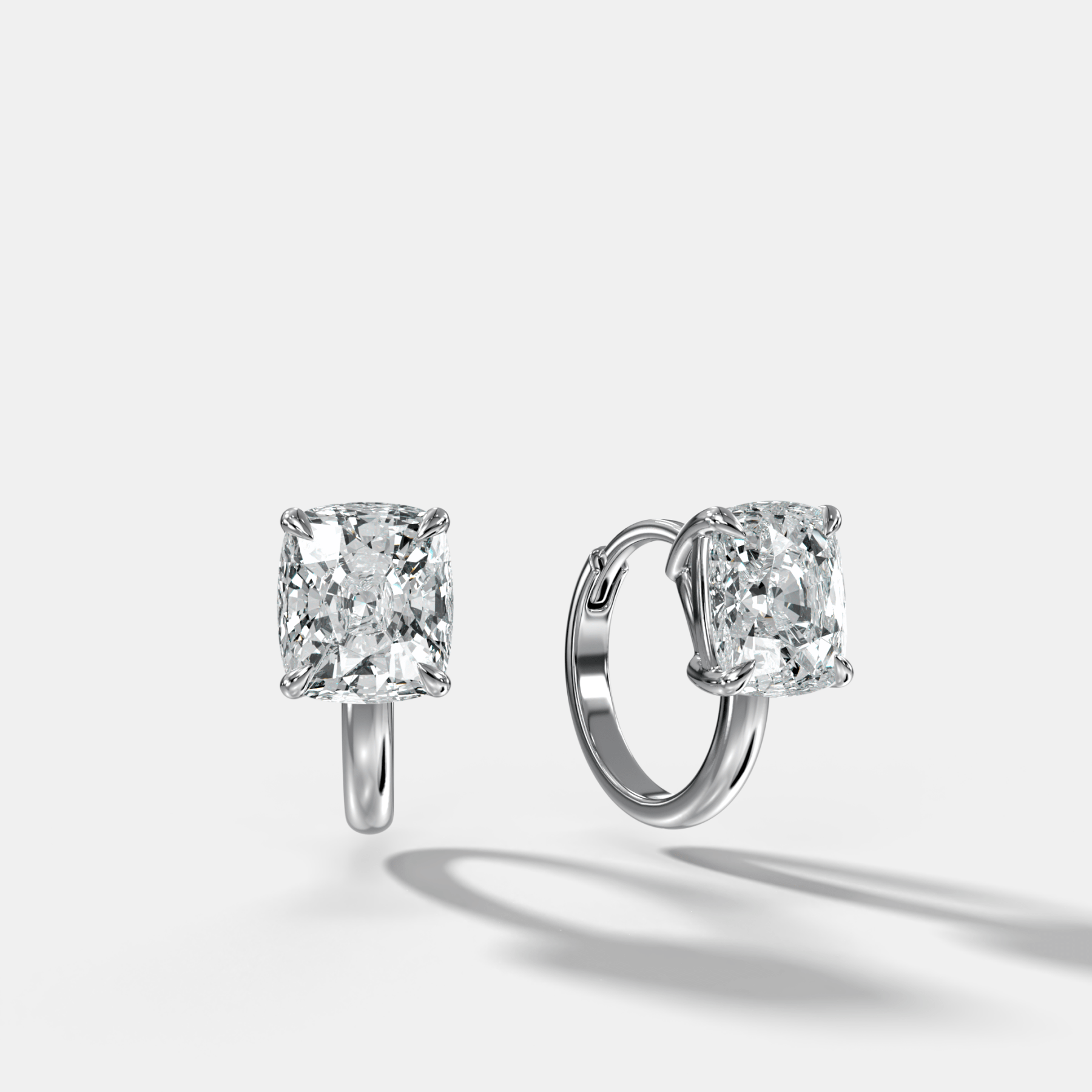Floating Huggie with Cushion Cut Diamonds