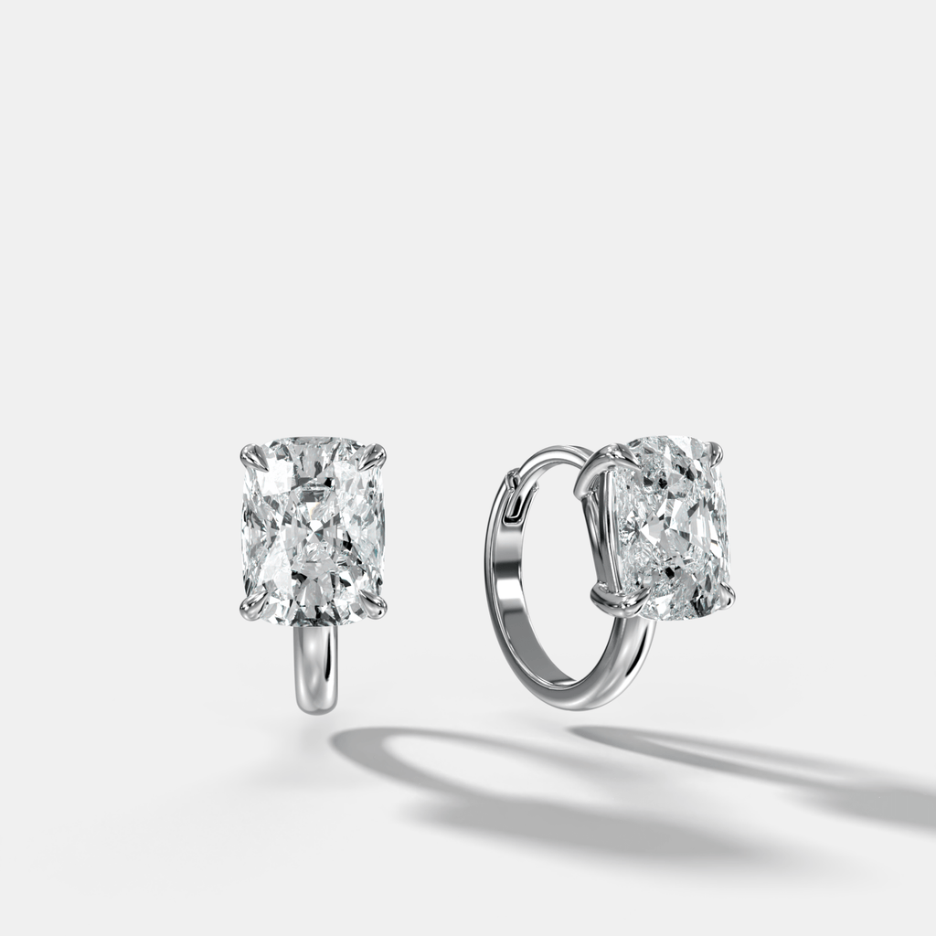 Floating Huggie with Elongated Cushion Cut Diamonds