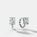 Floating Huggie with Elongated Cushion Cut Diamonds