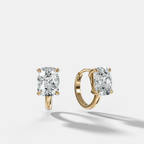 Floating Huggie with Elongated Cushion Cut Diamonds