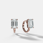 Floating Huggie with Emerald Cut Diamonds
