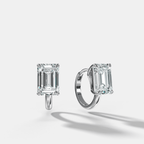 Floating Huggie with Emerald Cut Diamonds