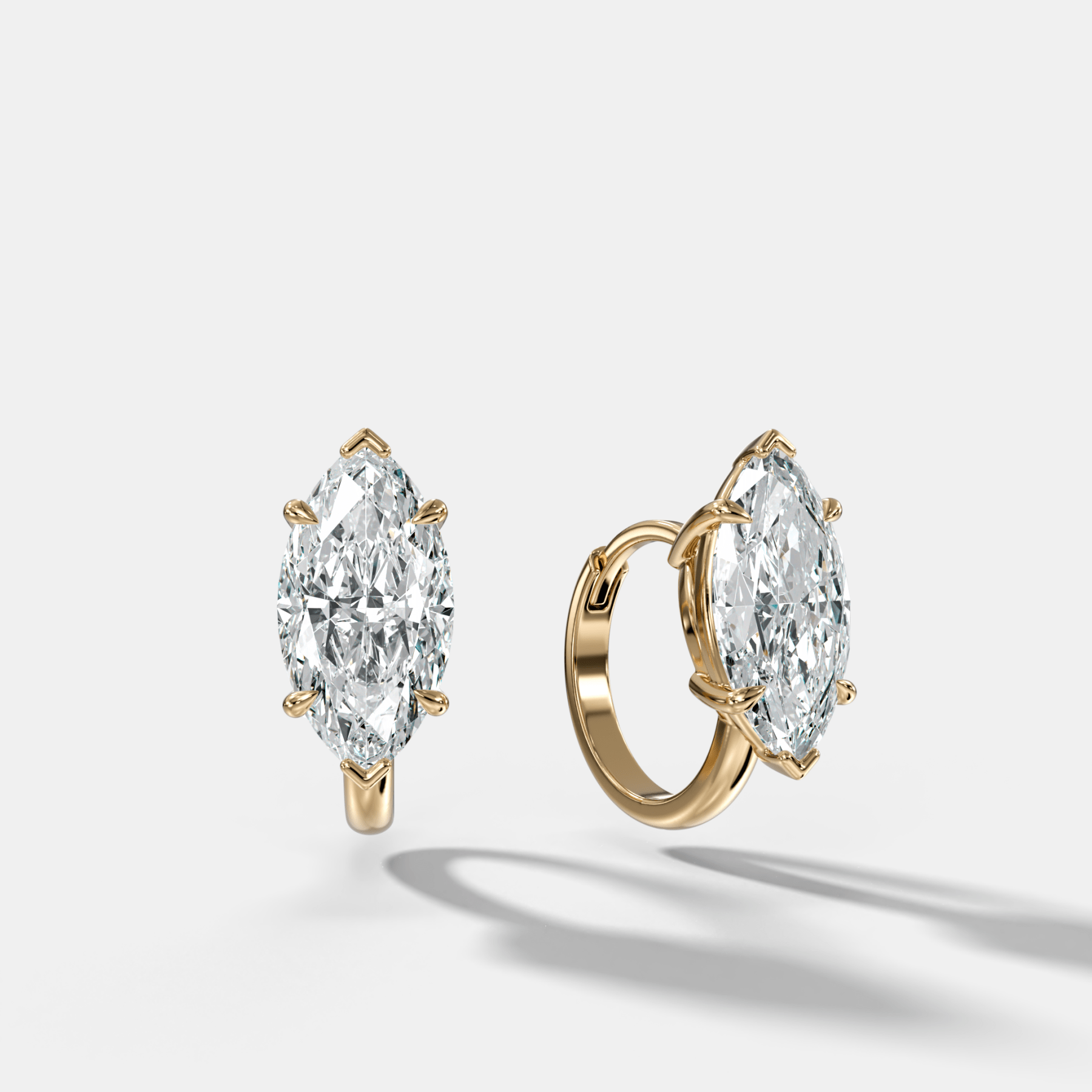Floating Huggie with Marquise Cut Diamonds