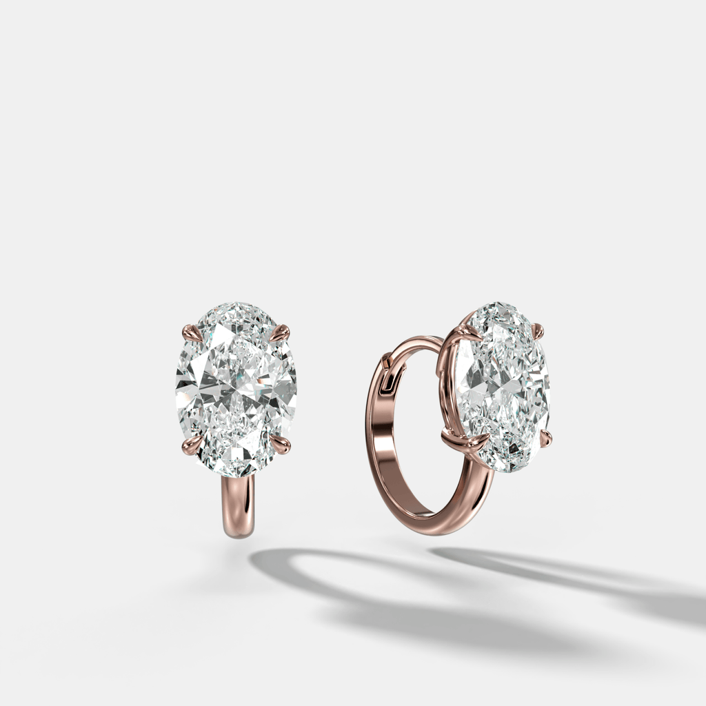 Floating Huggie with Oval Cut Diamonds