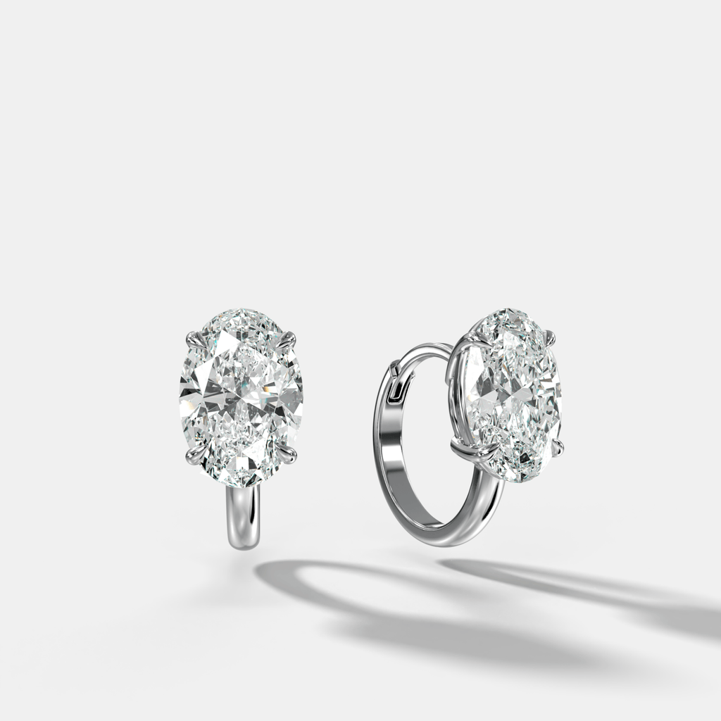 Floating Huggie with Oval Cut Diamonds