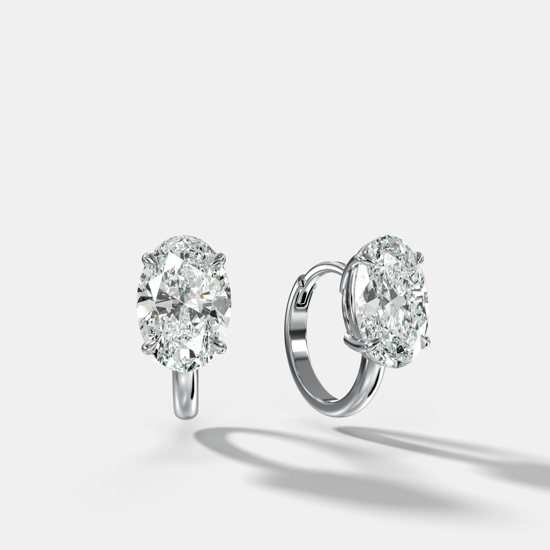 Floating Huggie with Oval Cut Diamonds