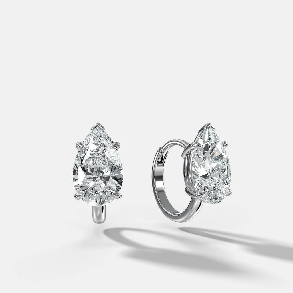 Floating Huggie with Pear Cut Diamonds