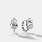 Floating Huggie with Pear Cut Diamonds