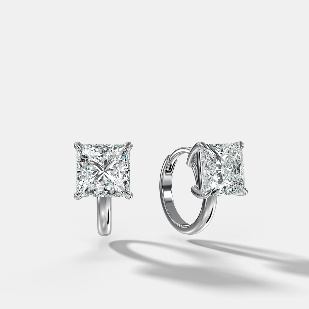 Floating Huggie with Princess Cut Diamonds