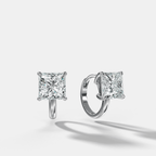 Floating Huggie with Princess Cut Diamonds