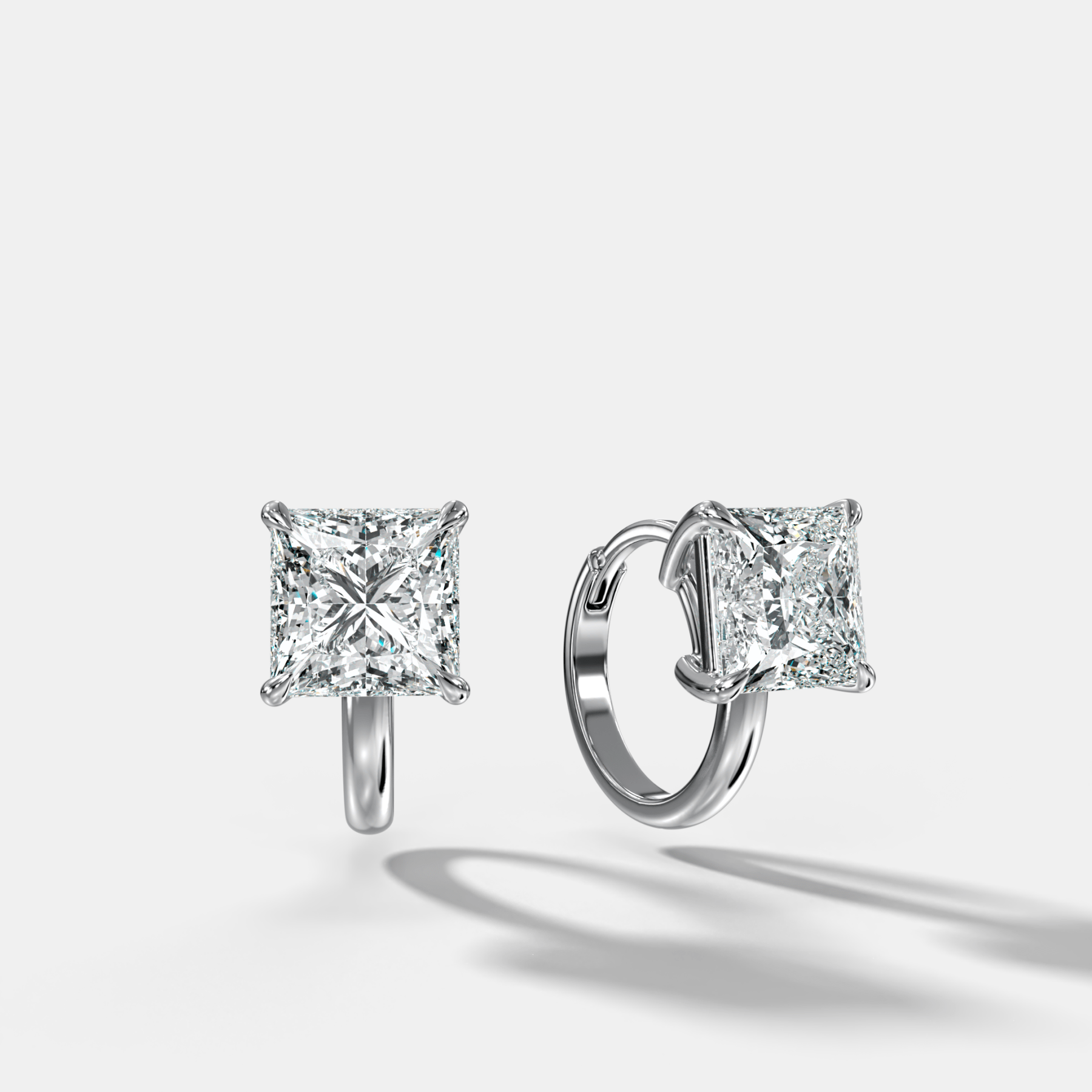 Floating Huggie with Princess Cut Diamonds