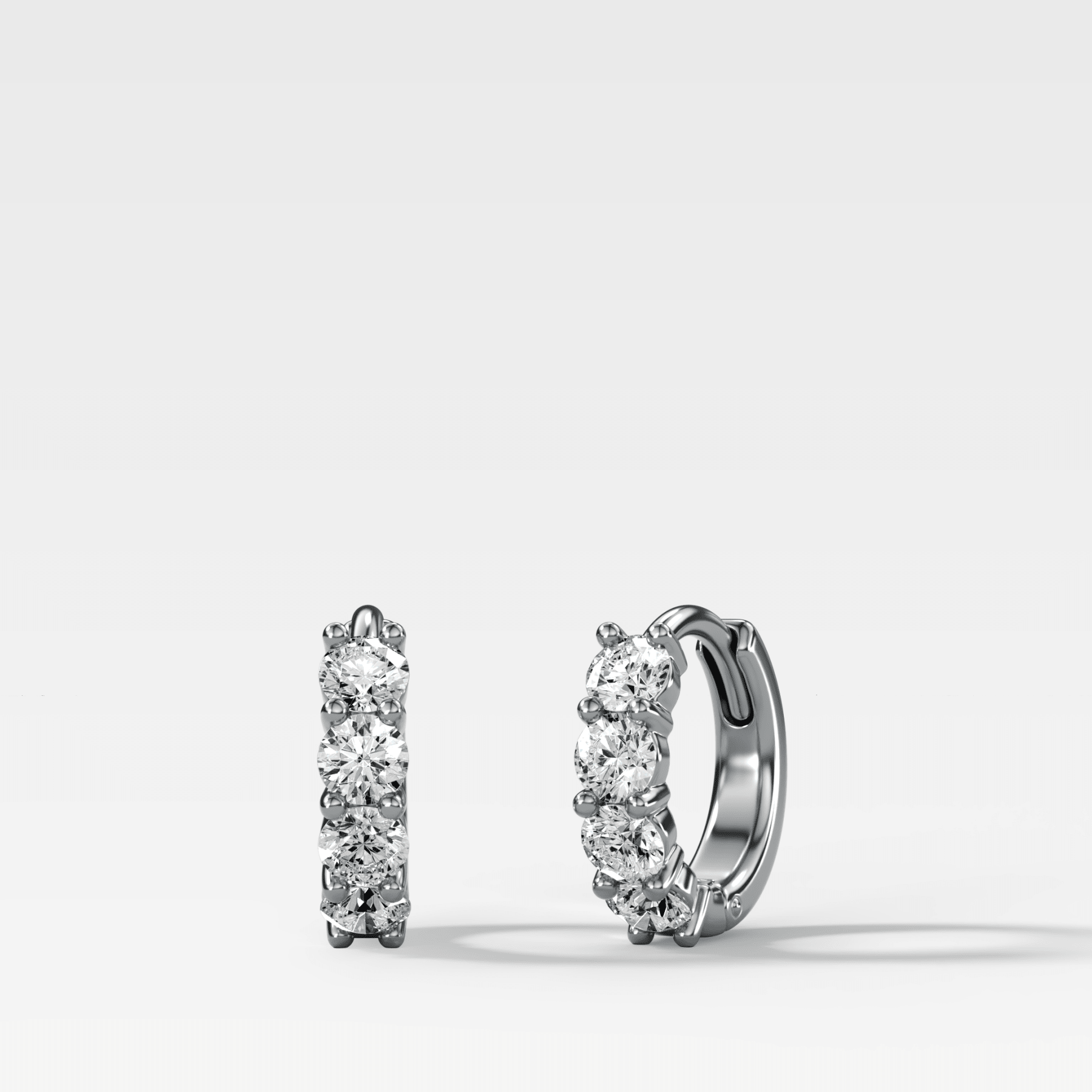 Four Stone Huggie Hoop Earrings