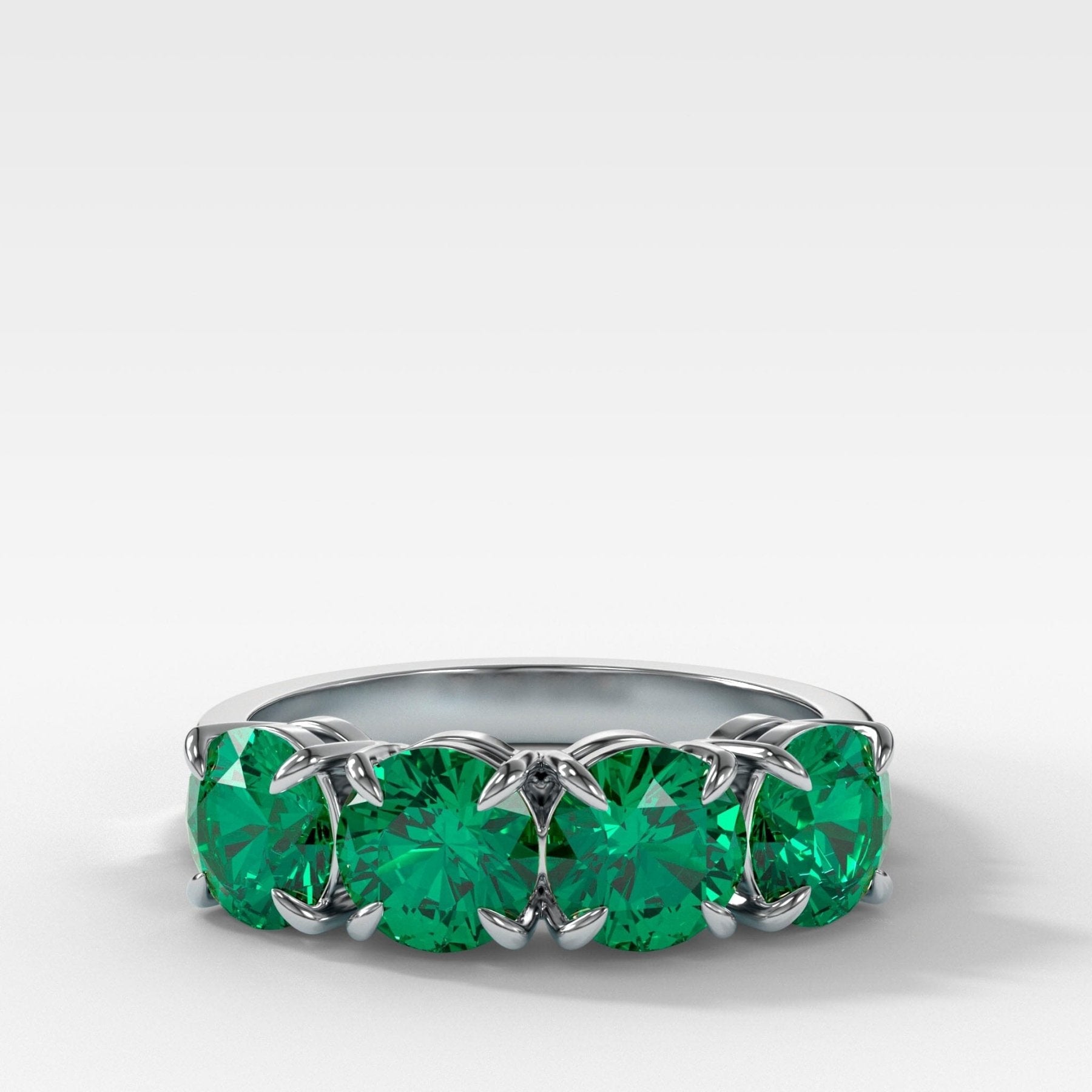 Four Stone Wedding Band With Green Emeralds Secondary image